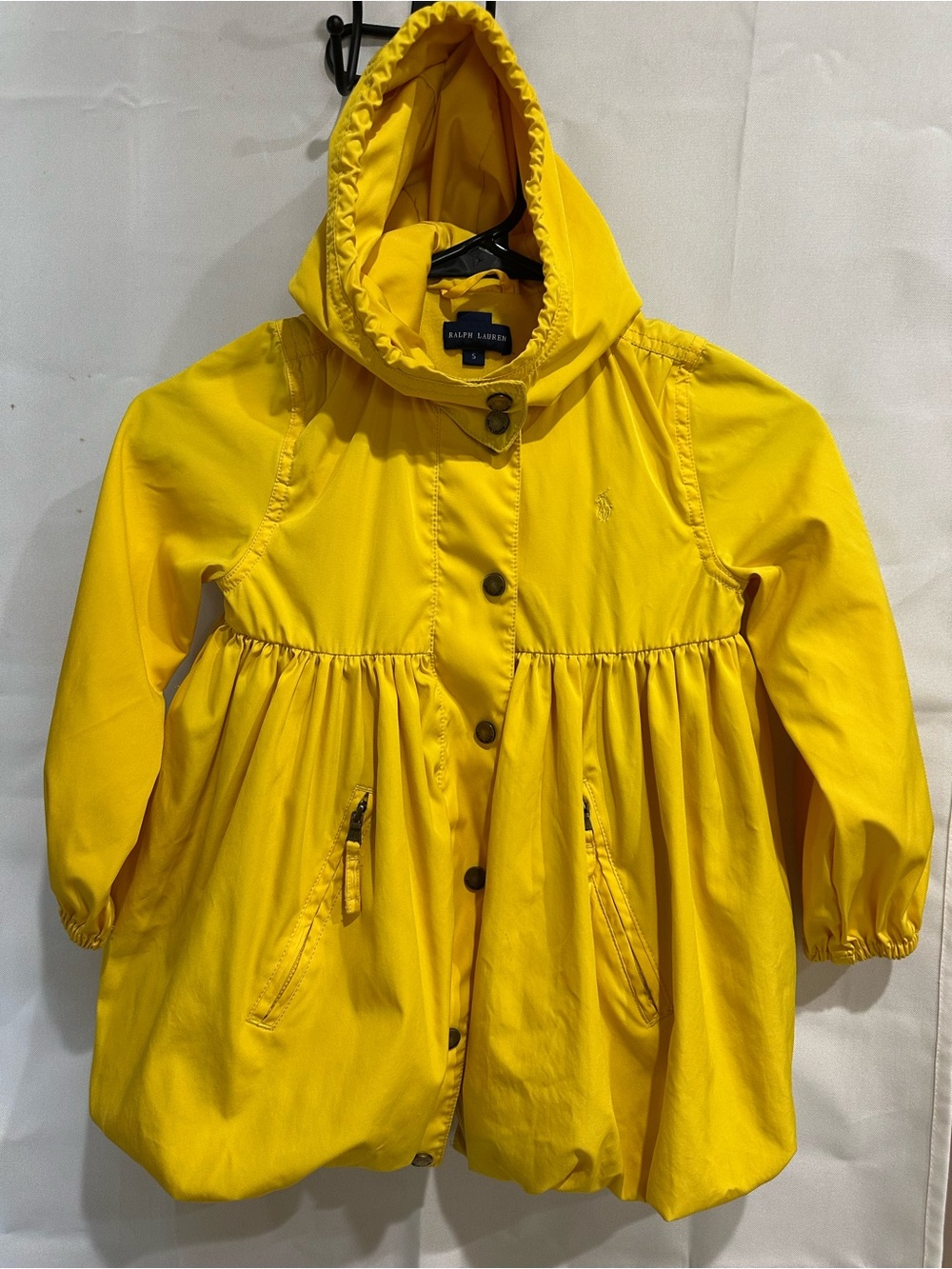 Ralph Lauren Girls' Yellow Hooded Rain Coat Size 5